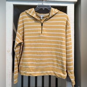 Sisstrevolution Yellow Striped Lightweight Cropped‎ Hoodie Size S